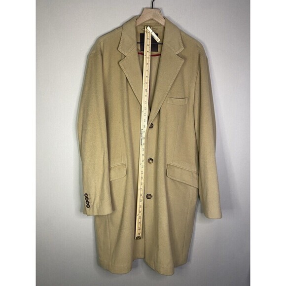 Wool Cashmere Trench Coat XL MEN TreVero Double Breasted Camel Tan Vintage - Picture 13 of 14
